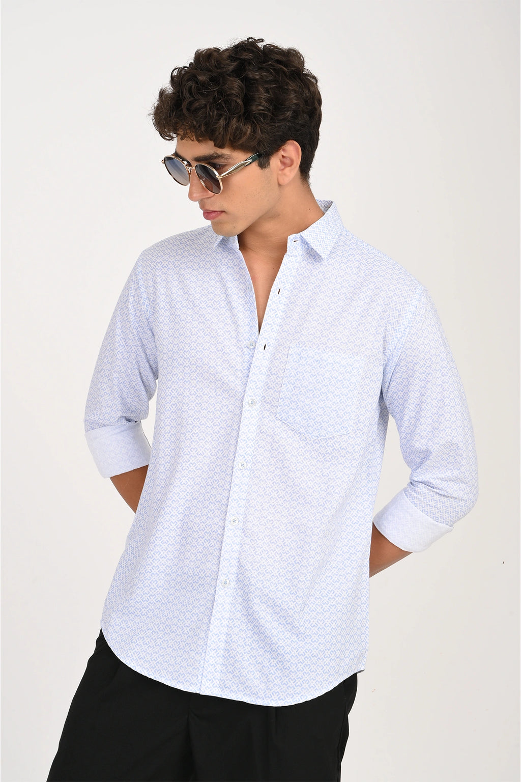 OXFORD BLUE PRINTED SHIRT