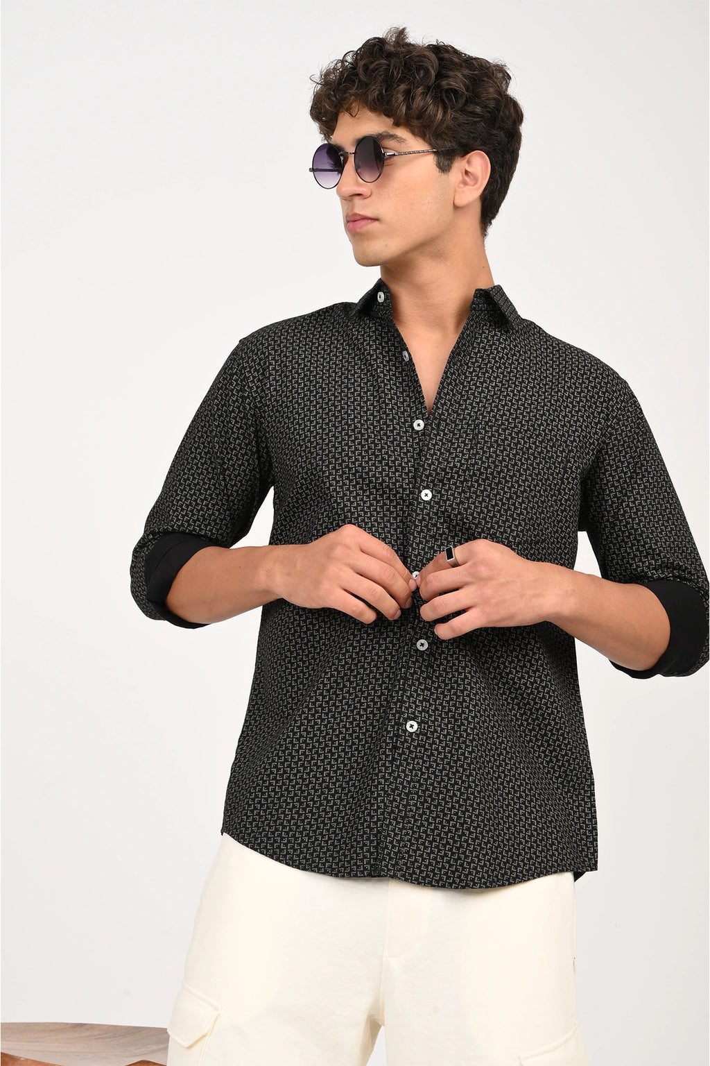 OXFORD COTTON ABSTRACT PRINTED SHIRT