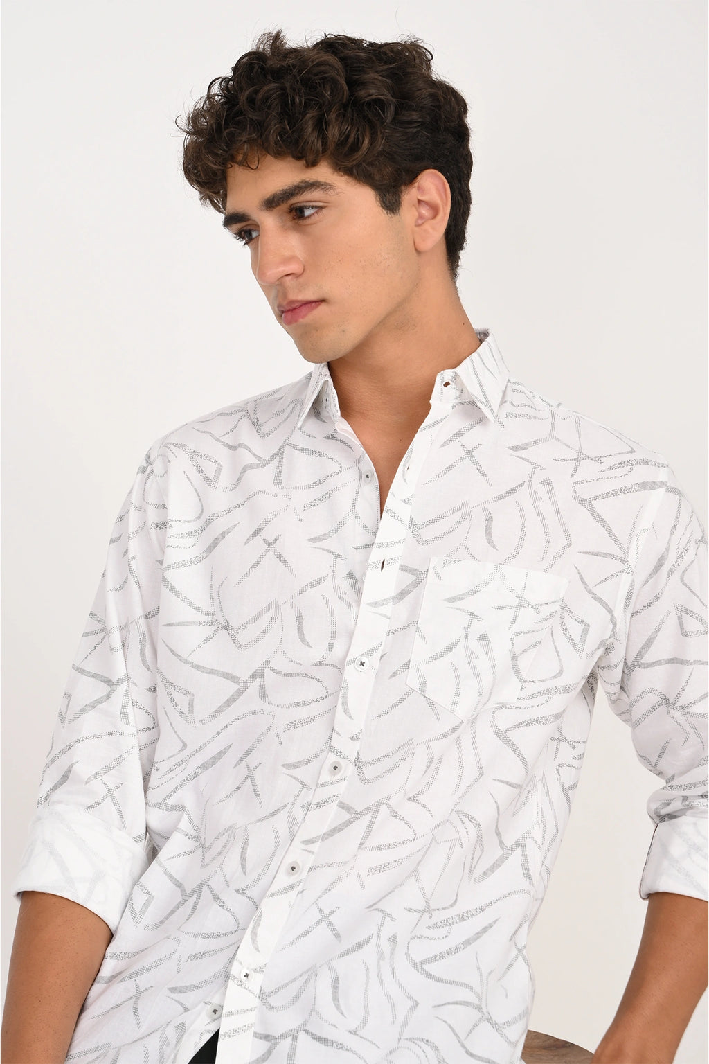 OXFORD COTTON BRIGHT WHITE COLOR PRINTED SHIRT