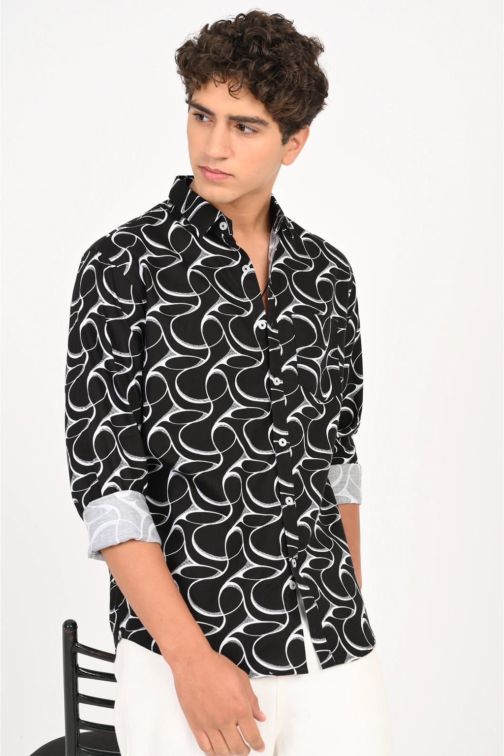 OXFORD COTTON BLACK COLOR PRINTED SHIRT