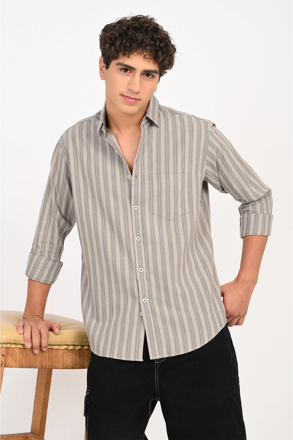 OXFORD GREY COLOR STRIPE SHIRT