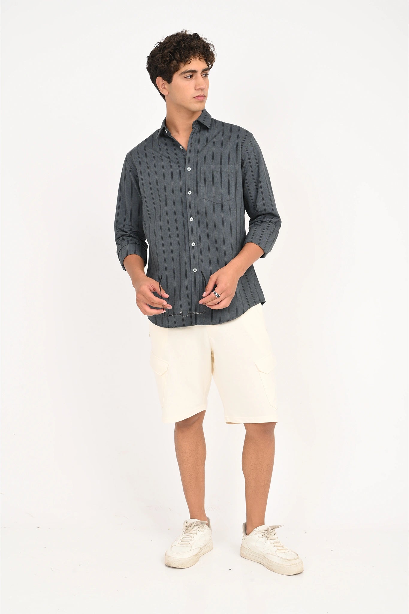 OXFORD CHARCOAL GREY COLOR STRIPE SHIRT