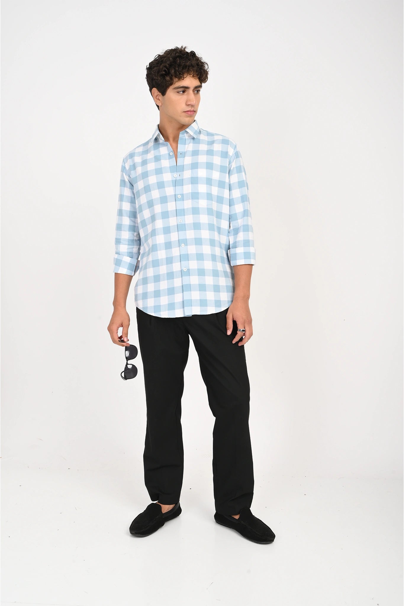 OXFORD SKY BLUE COLOR CHECKED SHIRT