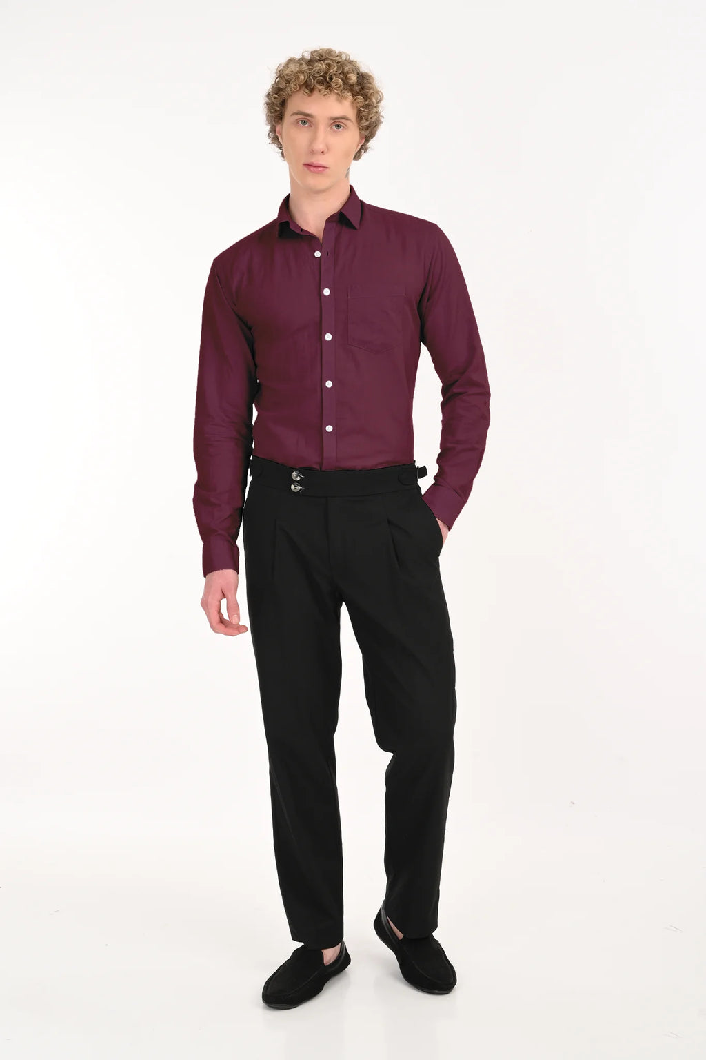 COTTON LINEN MAROON SOLID SHIRT