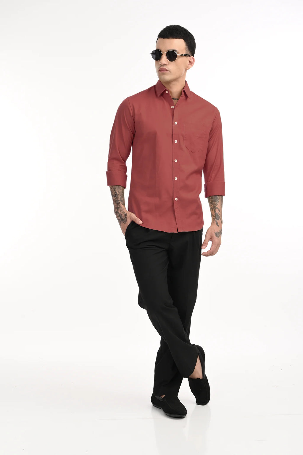 OXFORD DUSTY RED SOLID SHIRT