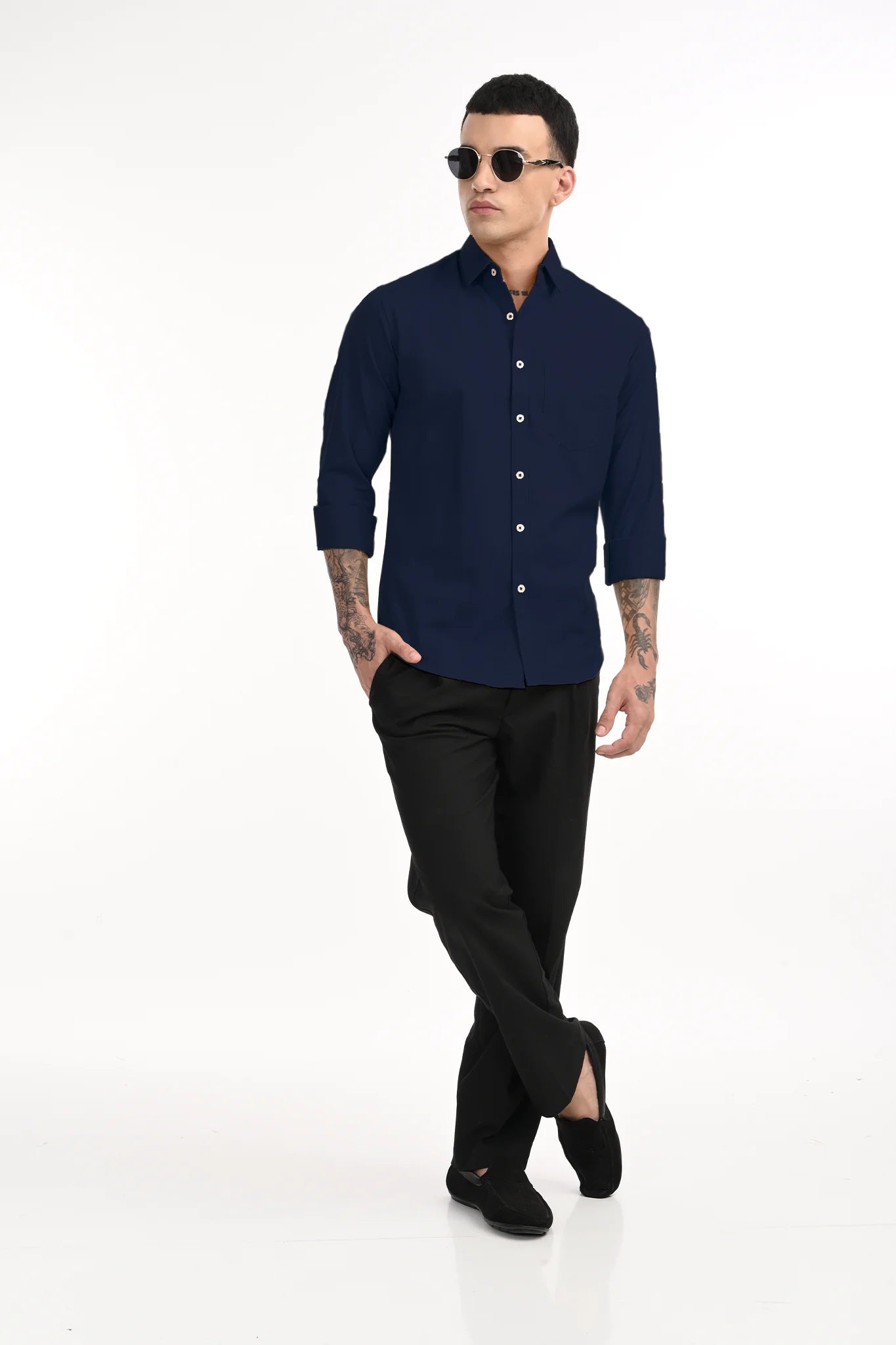 CAVELRY TWILL DARK BLUE SOLID SHIRT