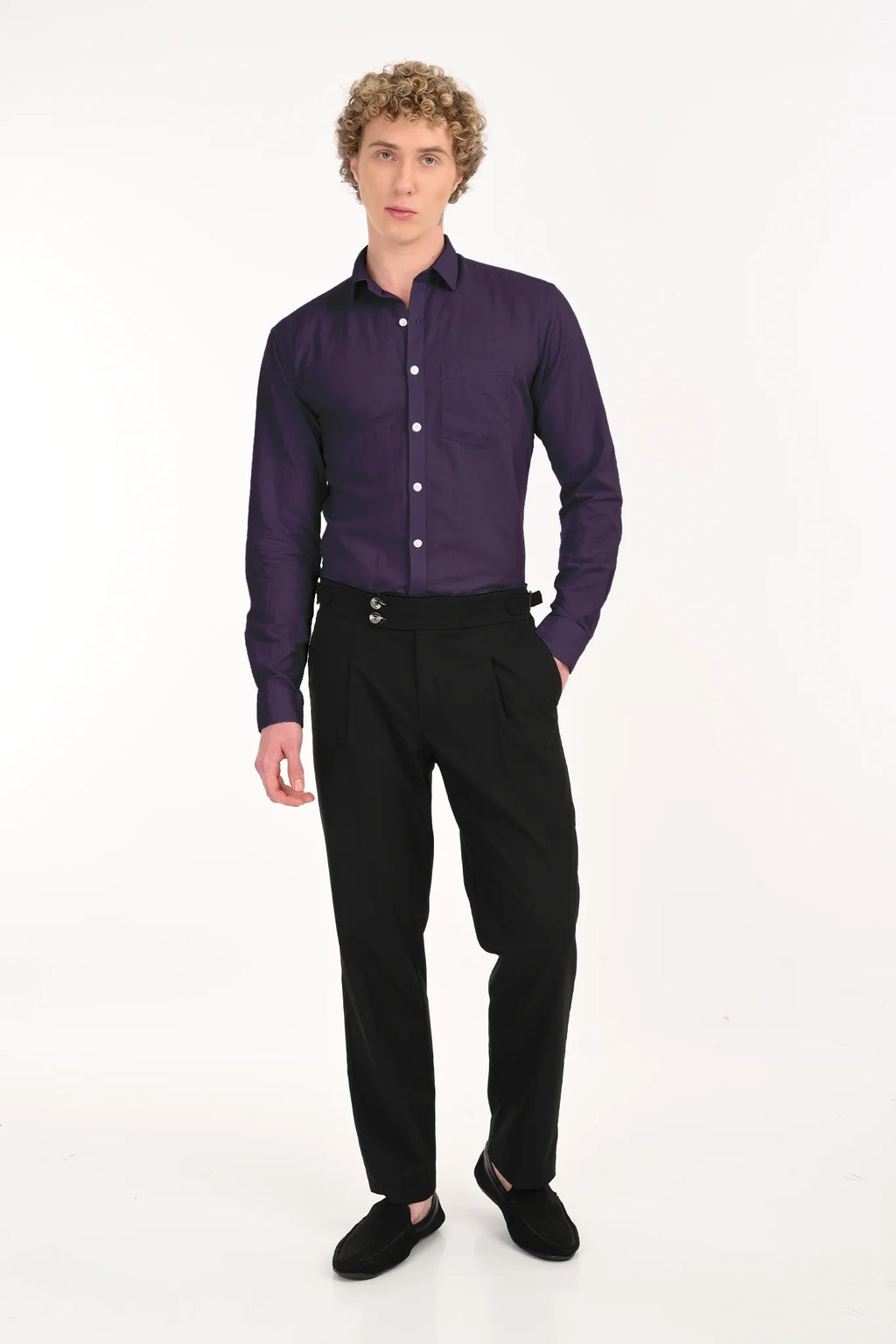 COTTON LINEN PURPLE SOLID SHIRT
