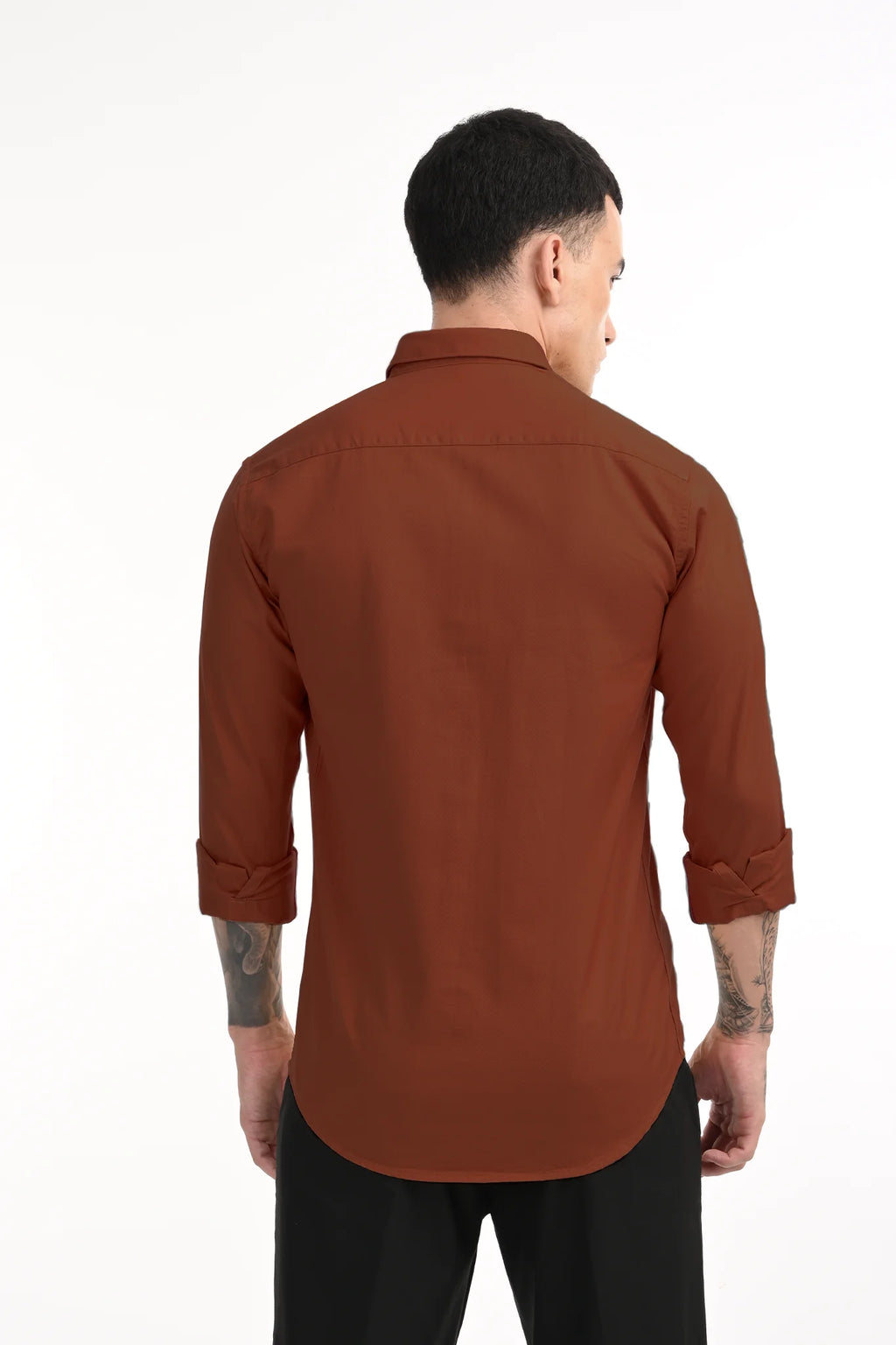 CAVALRY TWILL RUST BROWN SOLID SHIRT