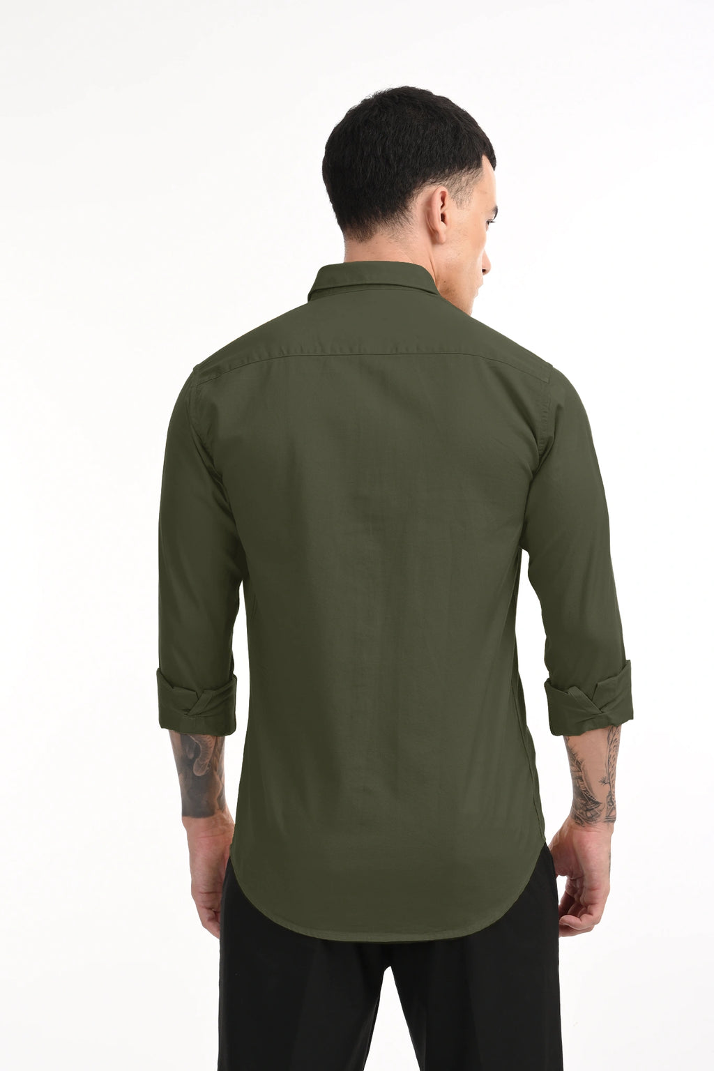 CAVELRY TWILL OLIVE GREEN SOLID SHIRT