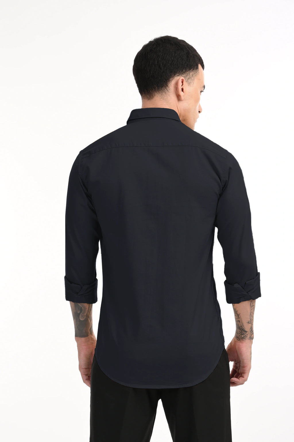 CAVELRY TWILL DARK NAVY BLUE SOLID SHIRT