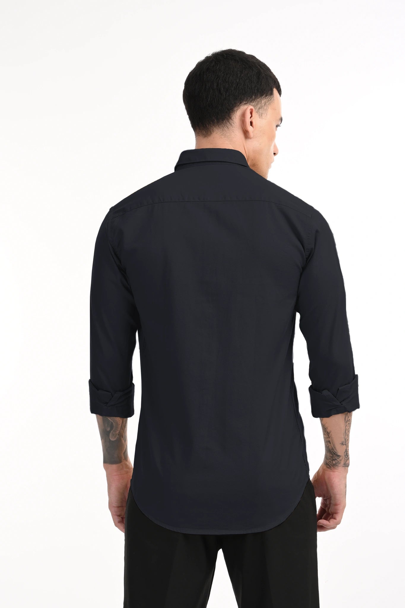 CAVELRY TWILL DARK NAVY BLUE SOLID SHIRT