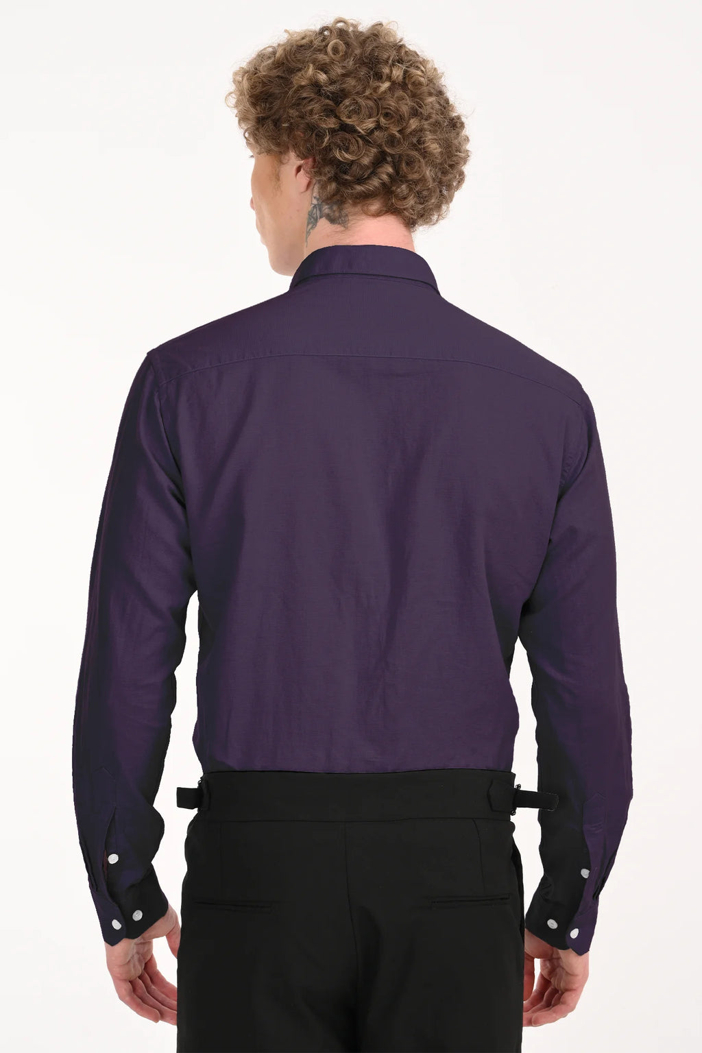 COTTON LINEN PURPLE SOLID SHIRT