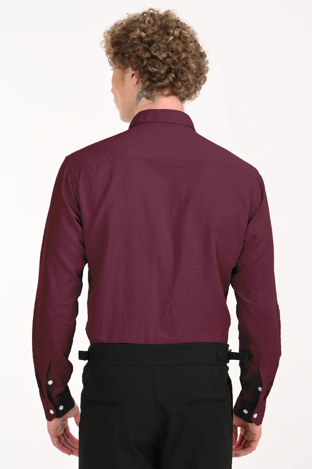COTTON LINEN MAROON SOLID SHIRT
