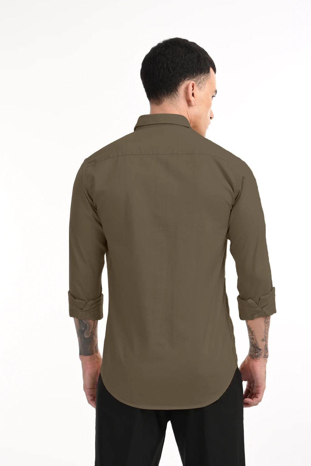 CAVELRY TWILL OLIVE GREEN SOLID SHIRT