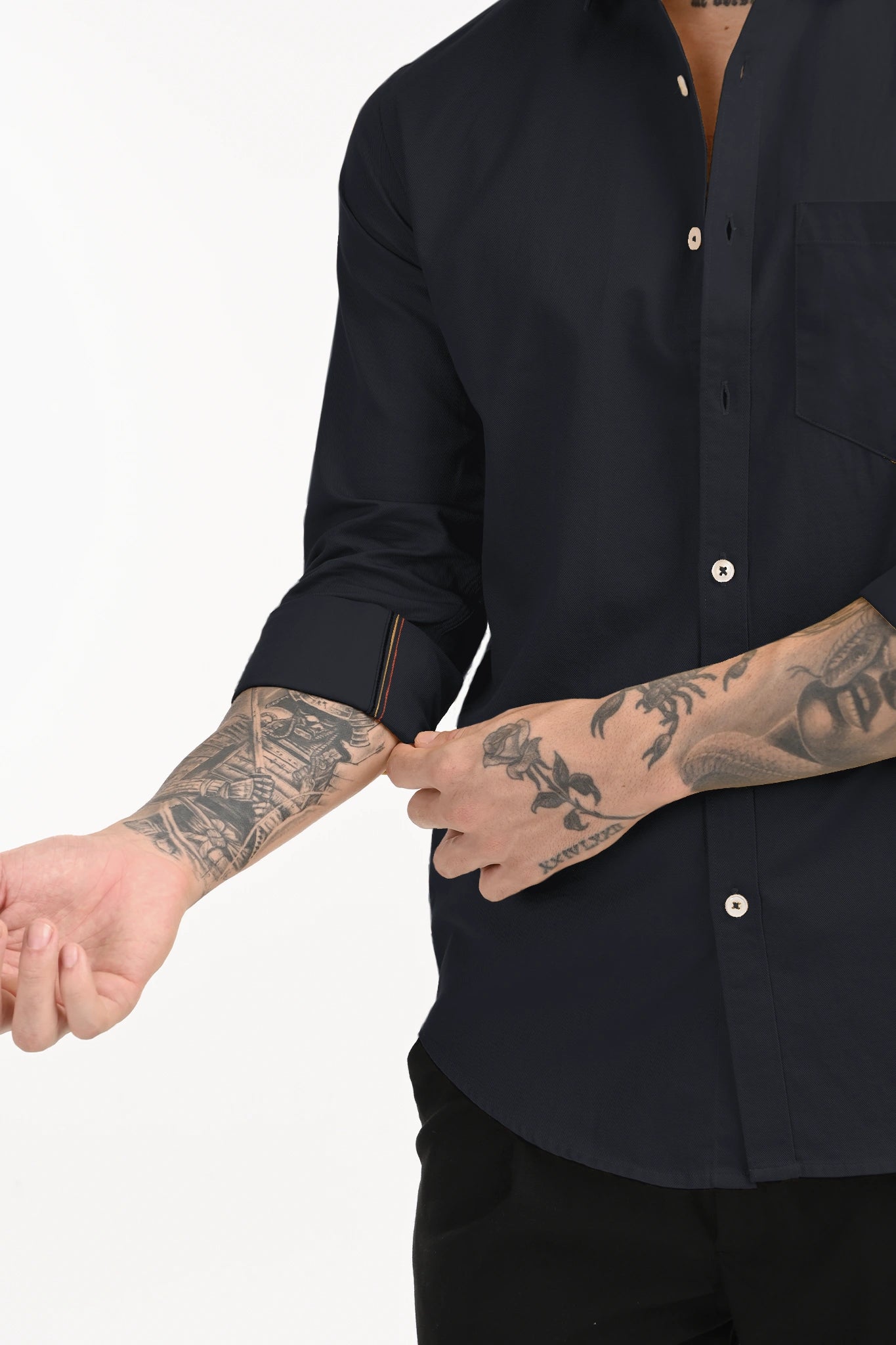 CAVELRY TWILL DARK NAVY BLUE SOLID SHIRT