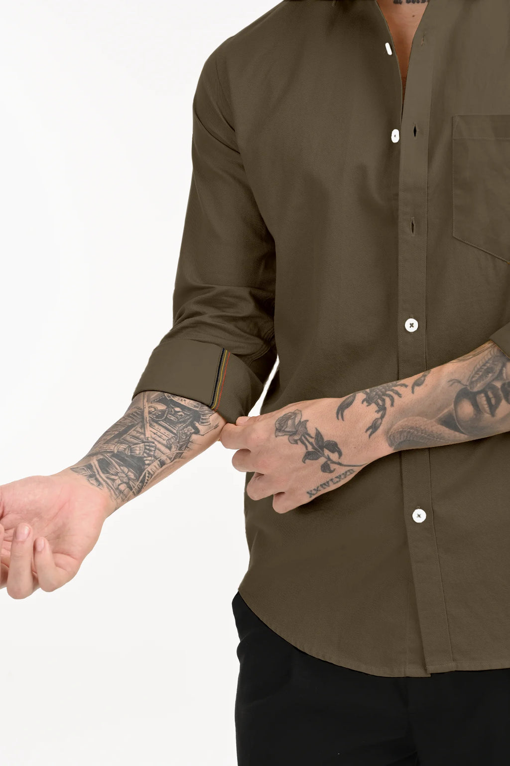 CAVELRY TWILL OLIVE GREEN SOLID SHIRT