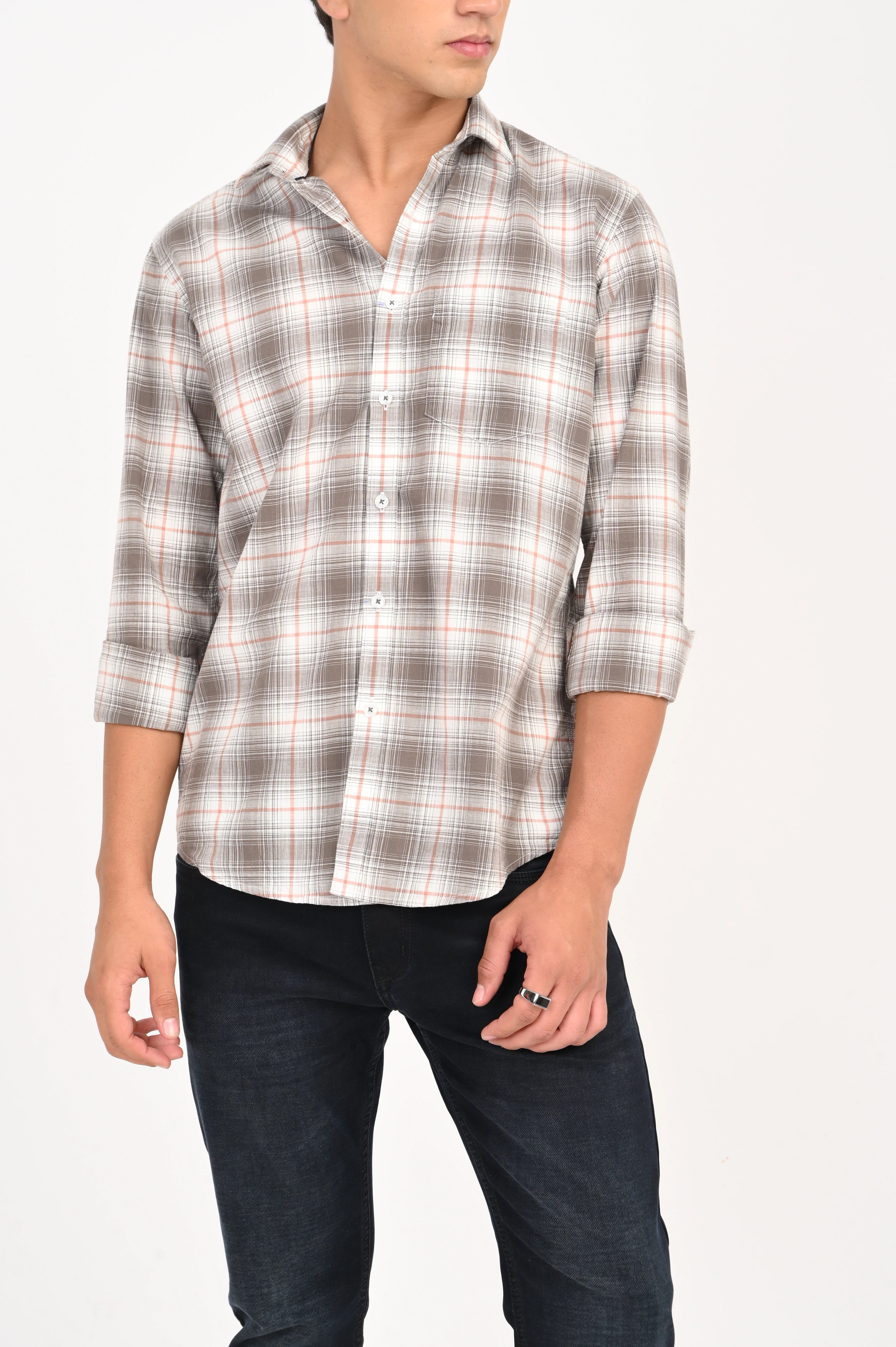 BROWN COLOR CHECKED SHIRT