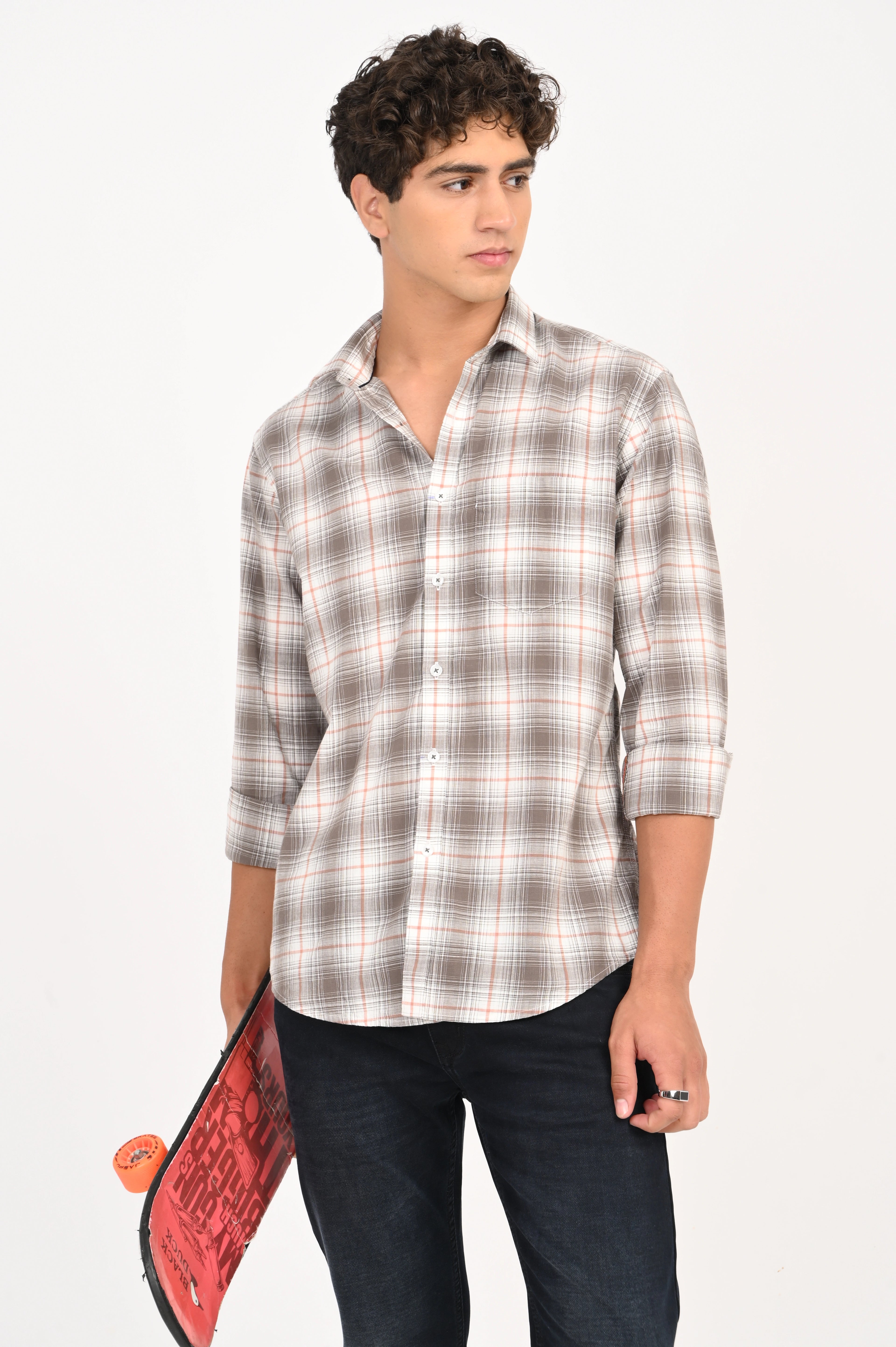 BROWN COLOR CHECKED SHIRT