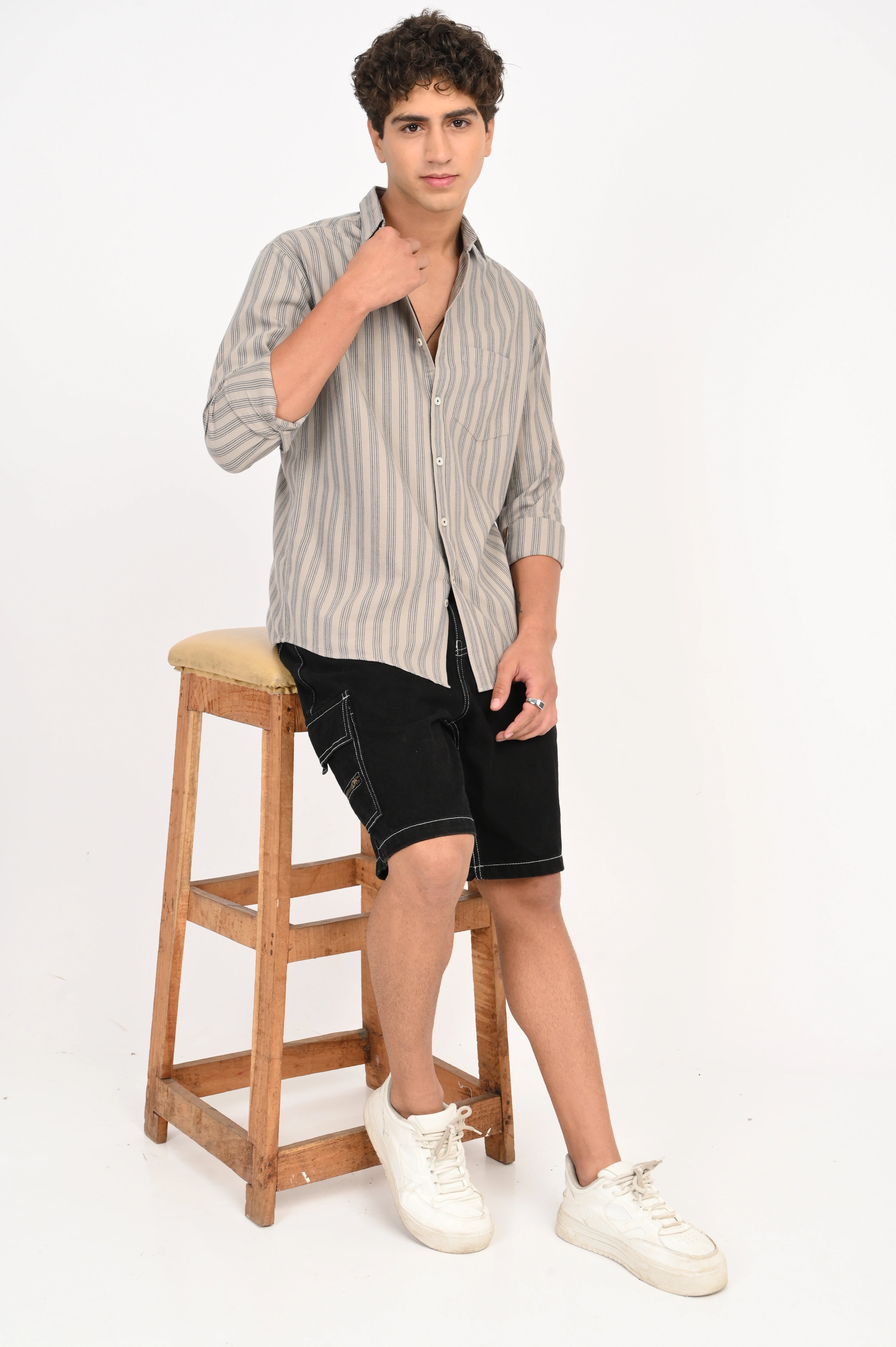 OXFORD GREY COLOR STRIPES SHIRT