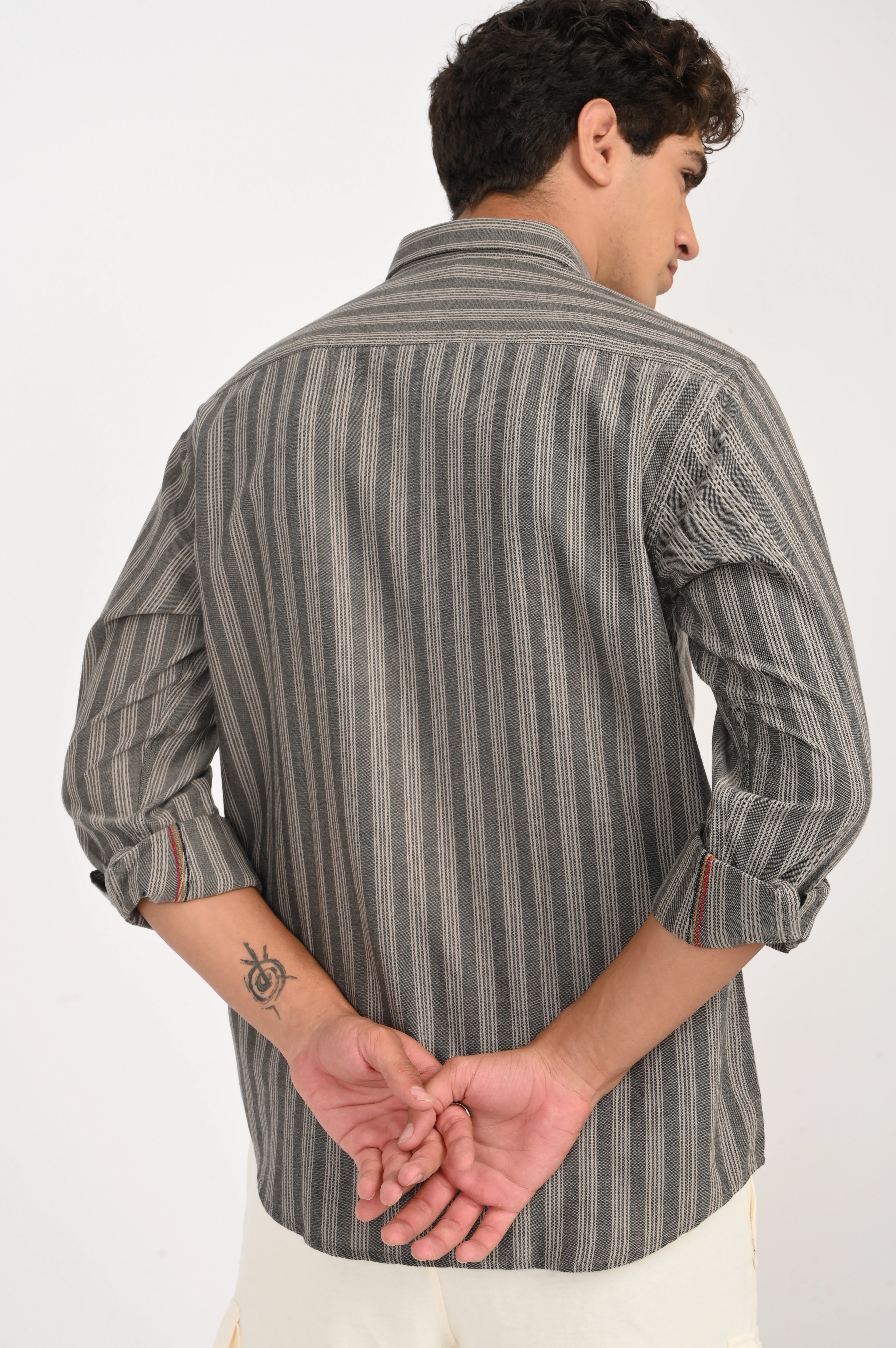OXFORD DARK GREY COLOR STRIPES SHIRT