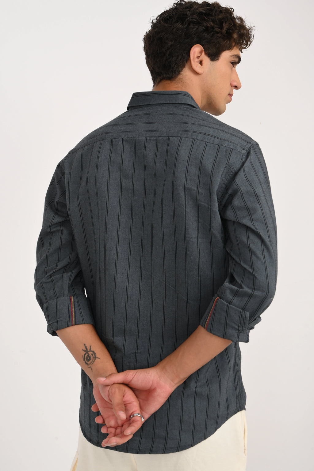 OXFORD CHARCOAL GREY COLOR STRIPES SHIRT