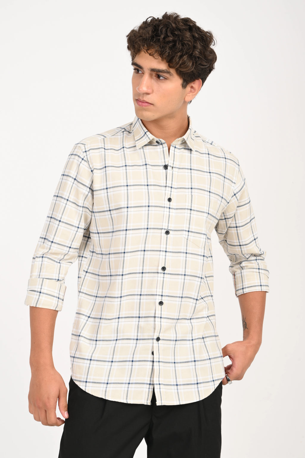 OXFORD CREAM CHECKED SHIRT