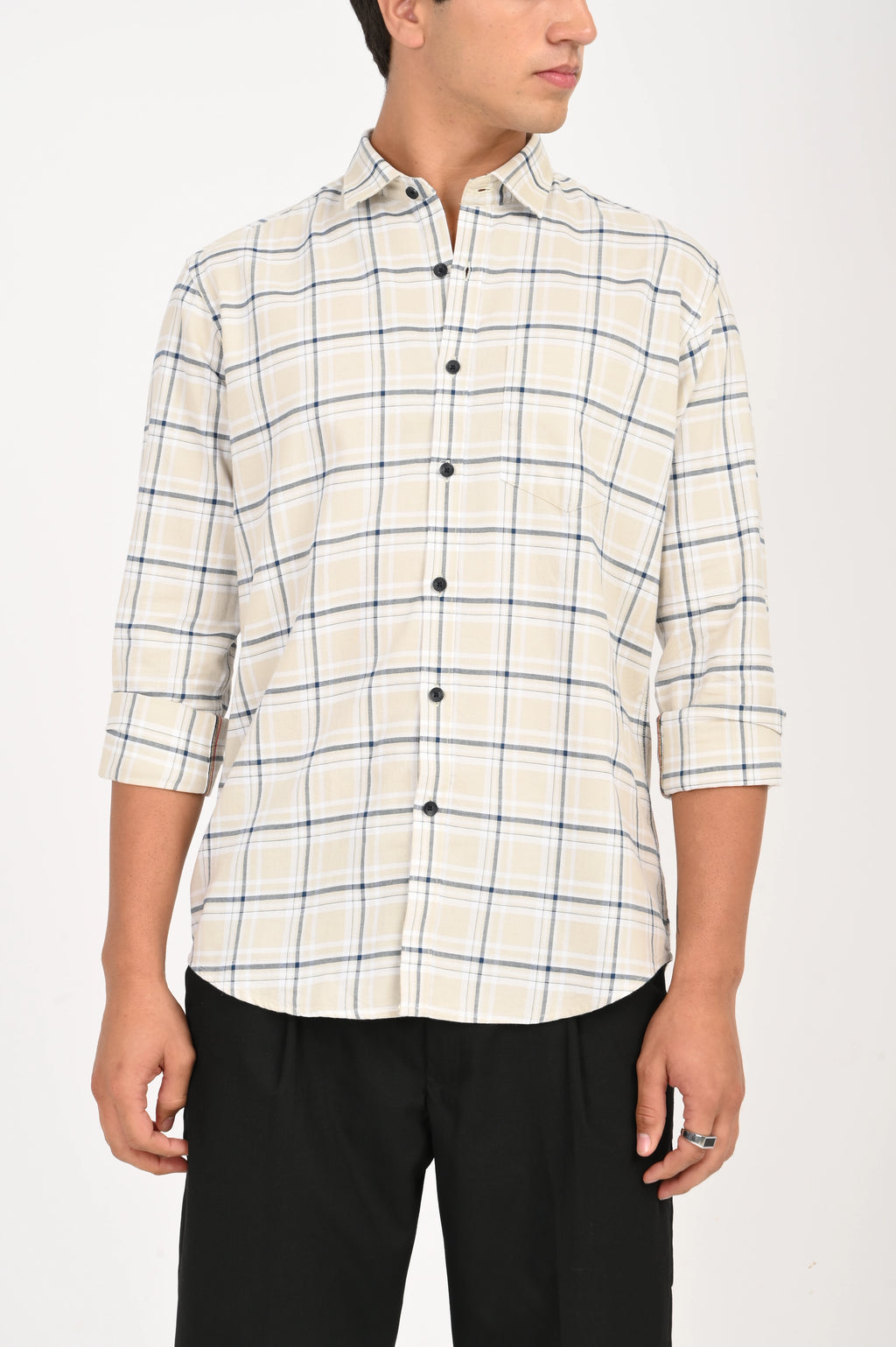 OXFORD CREAM CHECKED SHIRT