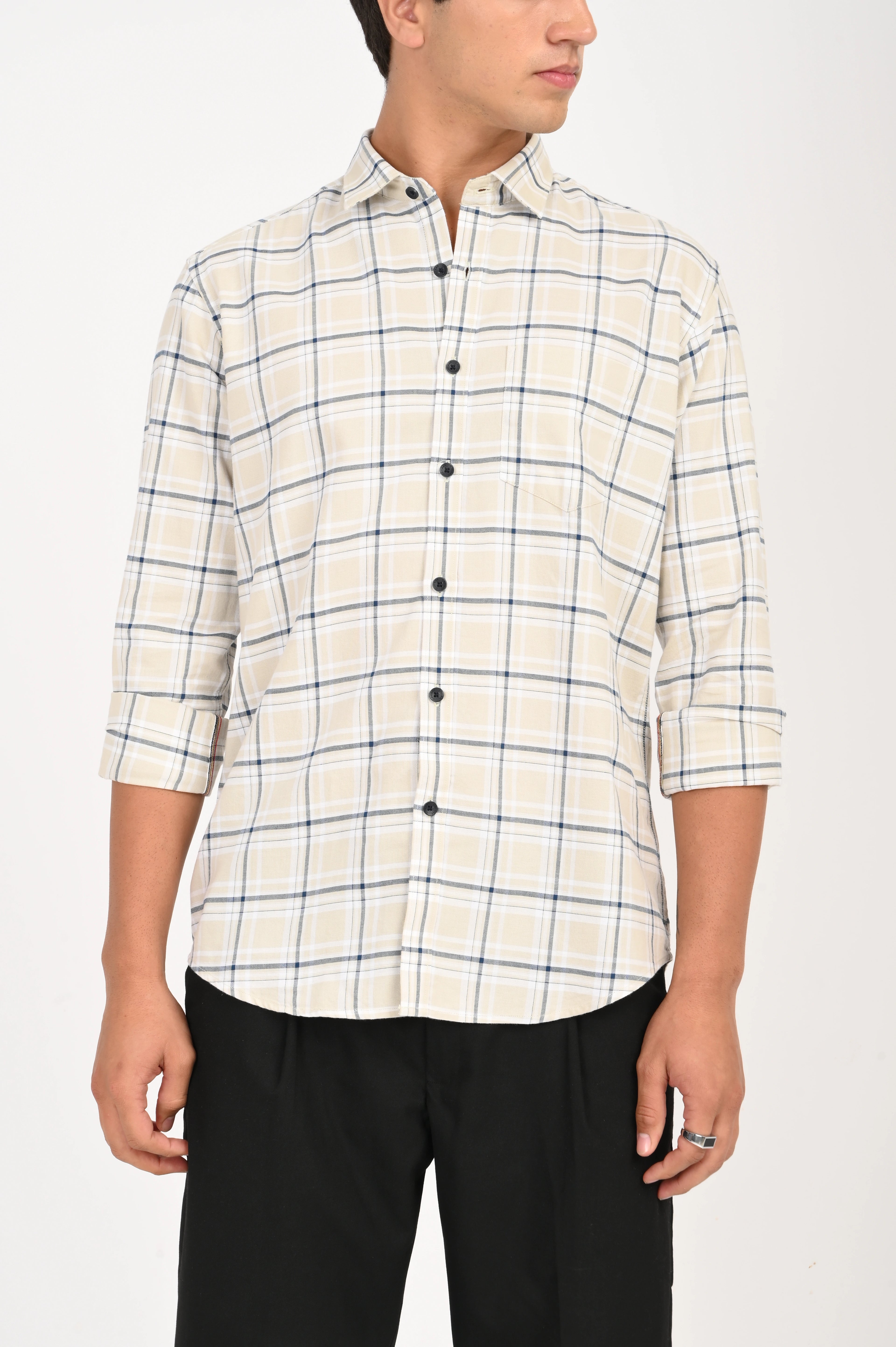 OXFORD CREAM CHECKED SHIRT