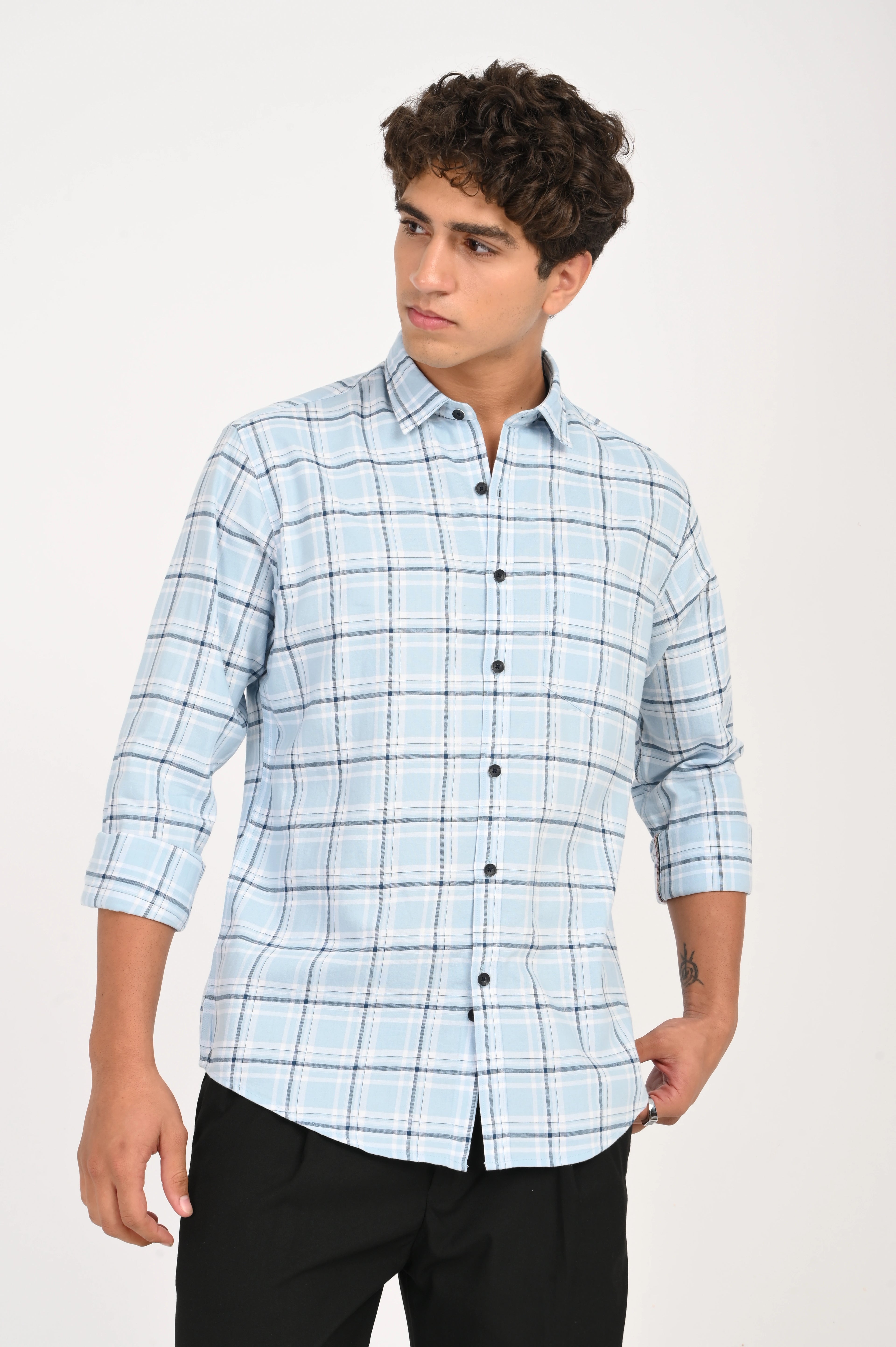 OXFORD SKY BLUE CHECKED SHIRT