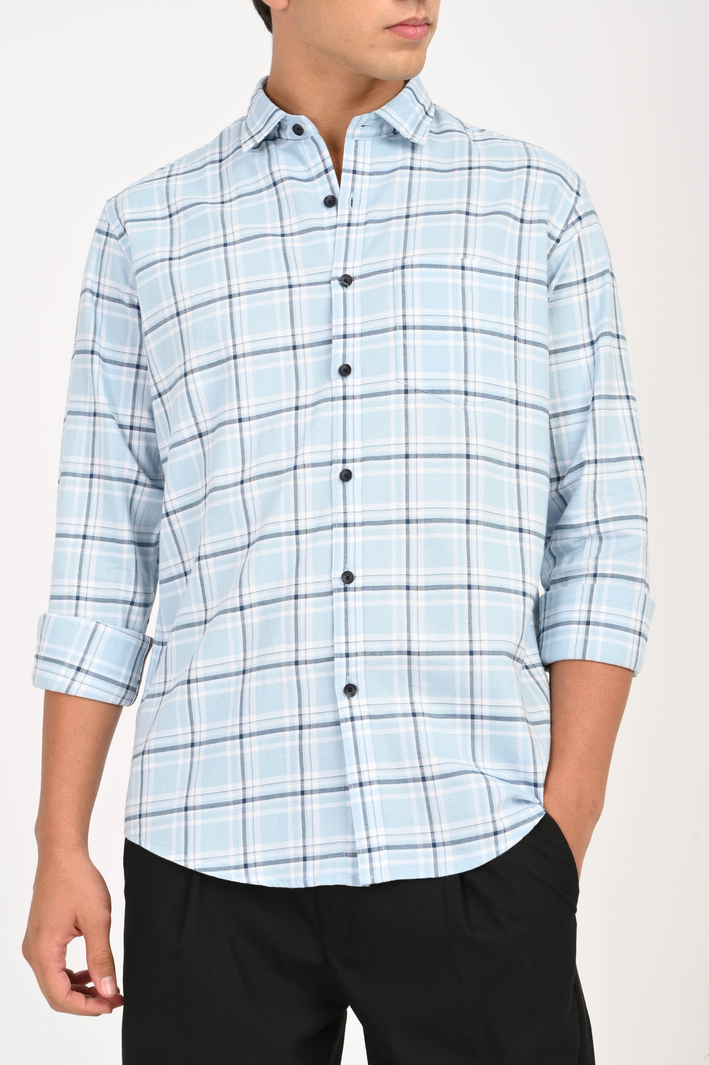 OXFORD SKY BLUE CHECKED SHIRT