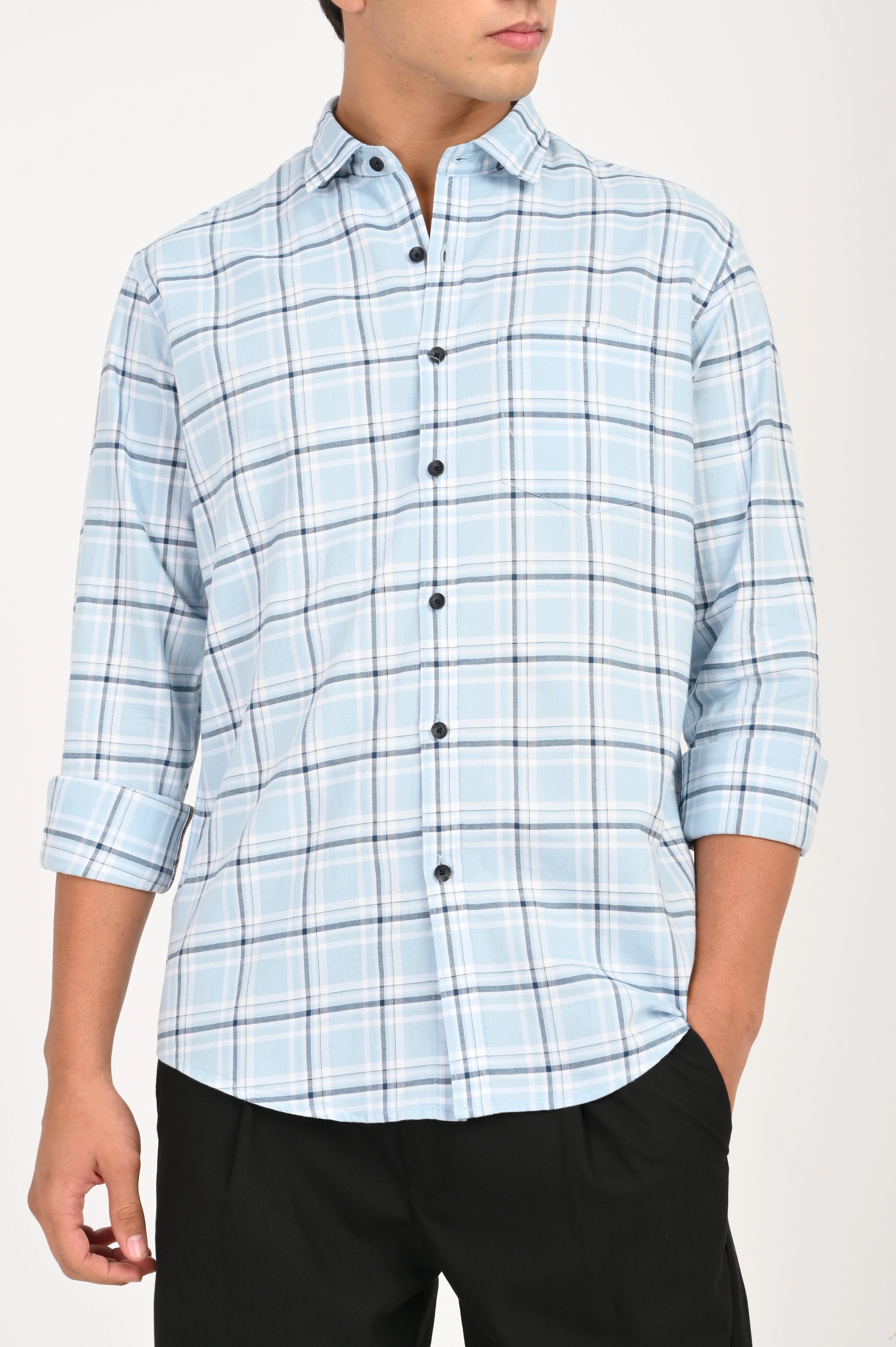 OXFORD SKY BLUE CHECKED SHIRT