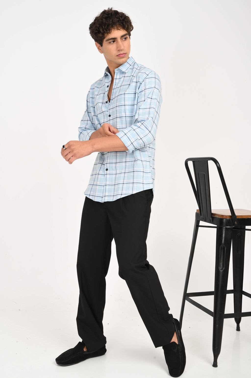 OXFORD SKY BLUE CHECKED SHIRT